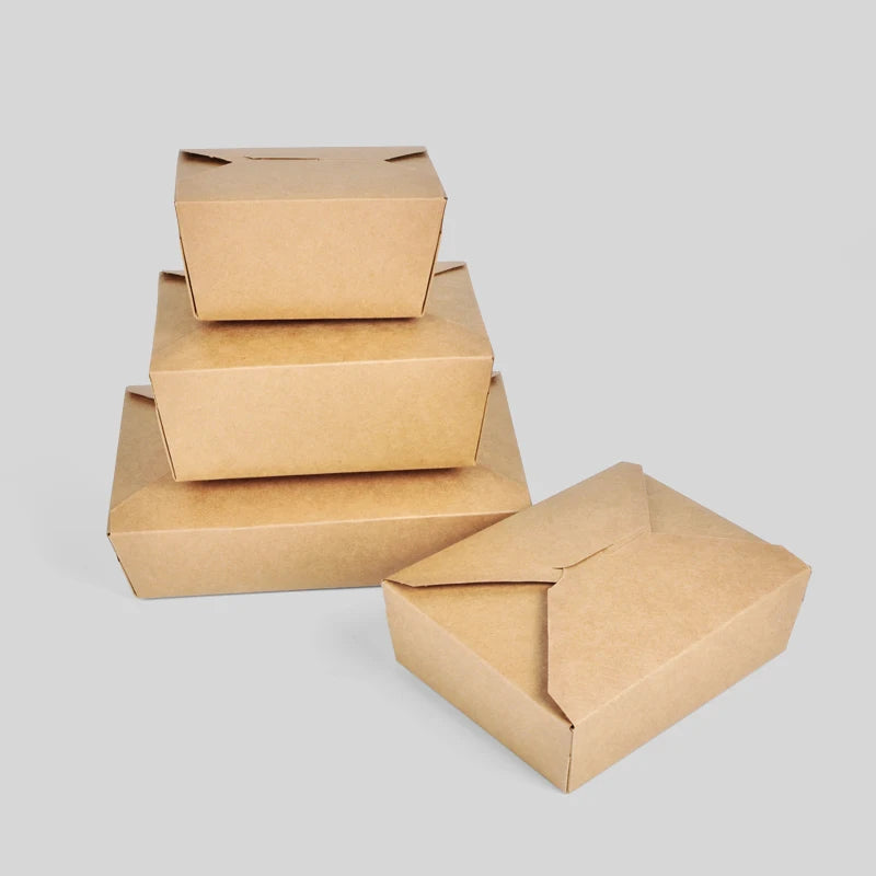 SenAng05 Biodegradable Food Grade 1400ml Kraft Paper Package 46oz Container Box for Salad Fruit and Sushi
