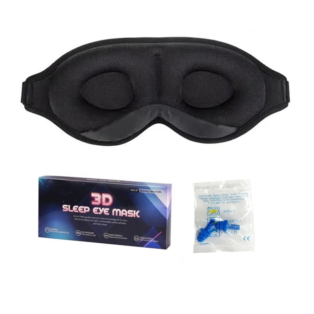 Super Soft 3d Contoured Sleep Eye Mask and Earplugs Memory Foam Black Eye Cover Lash Extension Custom Blindfold Meditation
