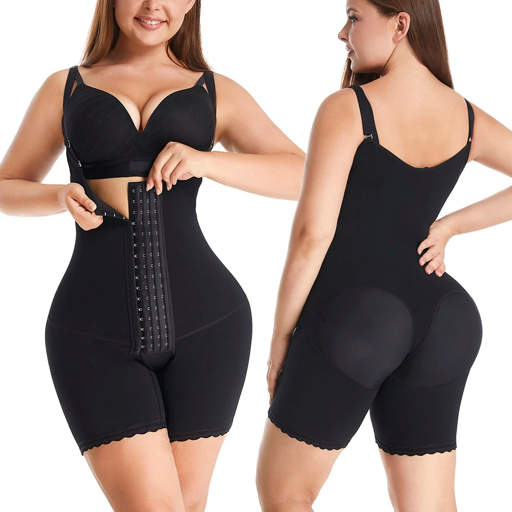 One Piece Women's Full Body Shapewear Long Sculpting Bodysuit with Embroidery Breathable Colombianas Tummy Tucker Girdle Cors