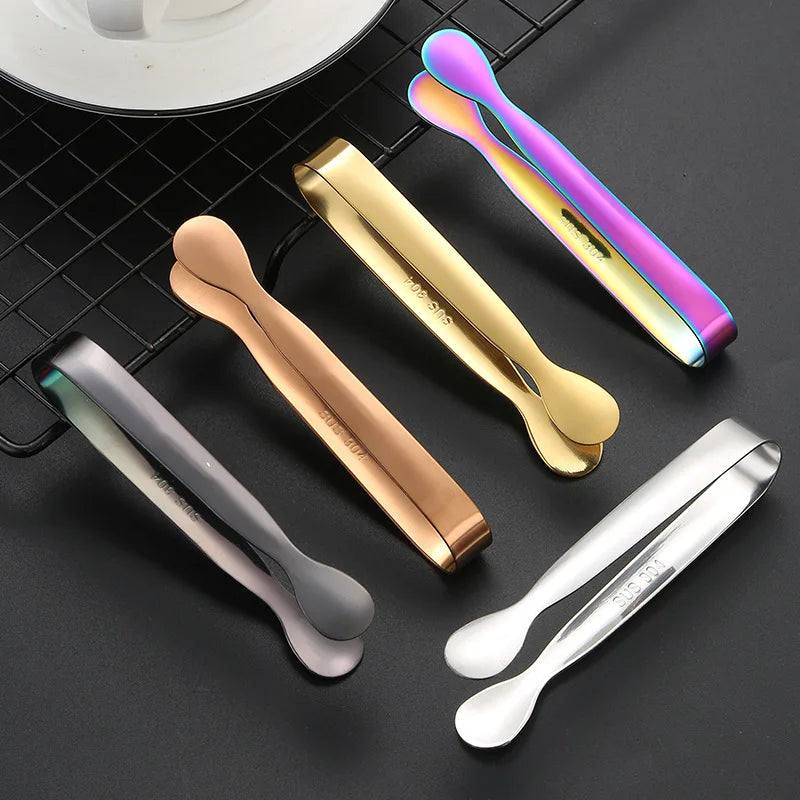 Logo Customized Silver Stainless Steel Sugar Ice Cube Clip Tong Bread Food BBQ Barbecue Ice Clamp Tool Bar Kitchen Accessorie