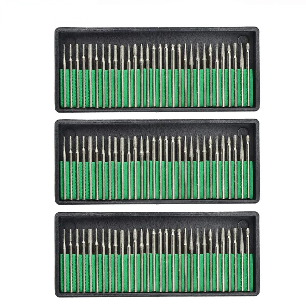 2.35mm-3mm Shank 90pcs Diamond Burr Bits Drill Kit for Rotary Tool Metal Woodworking Jewelry Carving Grinding Diamond Burr Bi