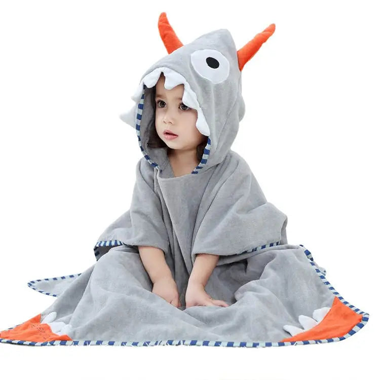 Wholesale Custom Hooded Towel Poncho for Kids Cut Pile Animal Print Hooded Beach Towel Poncho Terry Cotton for  Beach Travel