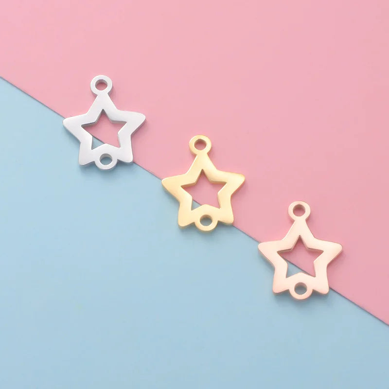 Factory Customization Mirror Polished Stainless Steel Pendant Name Laser Engraving Custom Logo Star Charm for Fine Jewelry