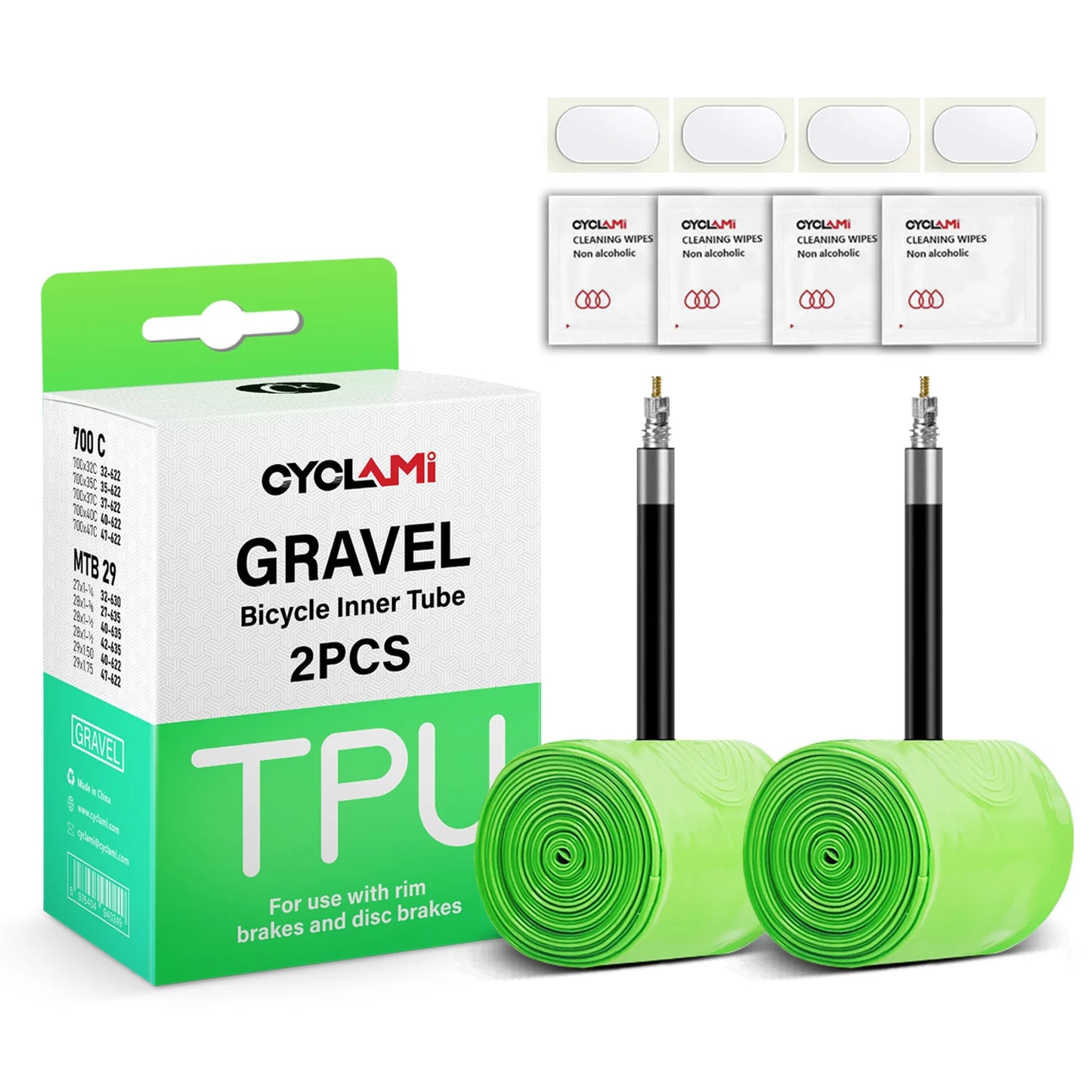 CYCLAMI 2Pcs TPU Inner Tube 700C Gravel Bike 700/32C-47C Tire Bicyele Camera MTB 29/1/4-1.75 Ultralight Bike Inner Tube