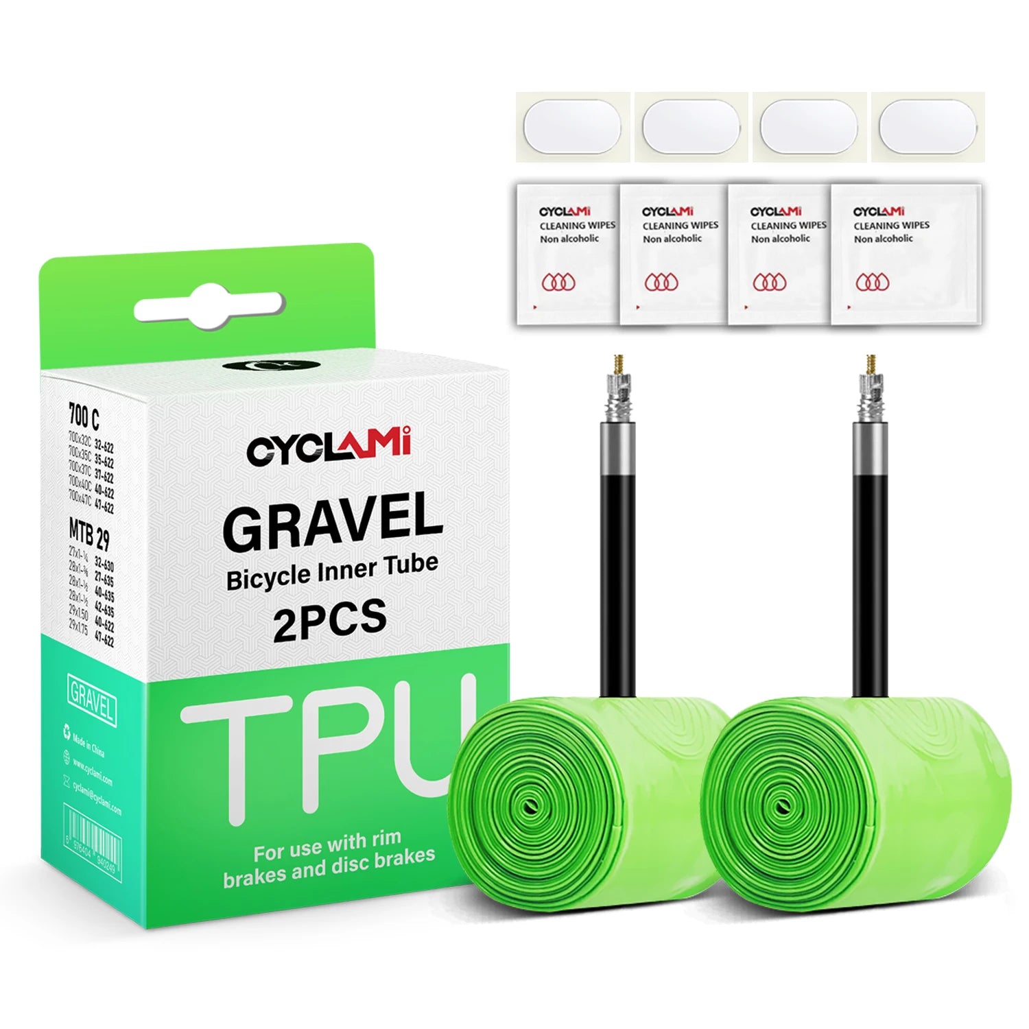 CYCLAMI 2Pcs TPU Inner Tube 700C Gravel Bike 700/32C-47C Tire Bicyele Camera MTB 29/1/4-1.75 Ultralight Bike Inner Tube
