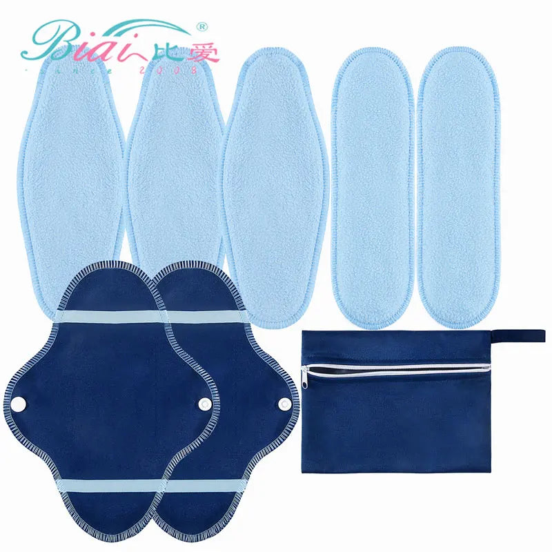8Pcs Washable Polar Fleece Sanitary Napkin Set Reusable Cloth Nursing Pad Day Night Maternity Serviette Hygiénique Réutilisab