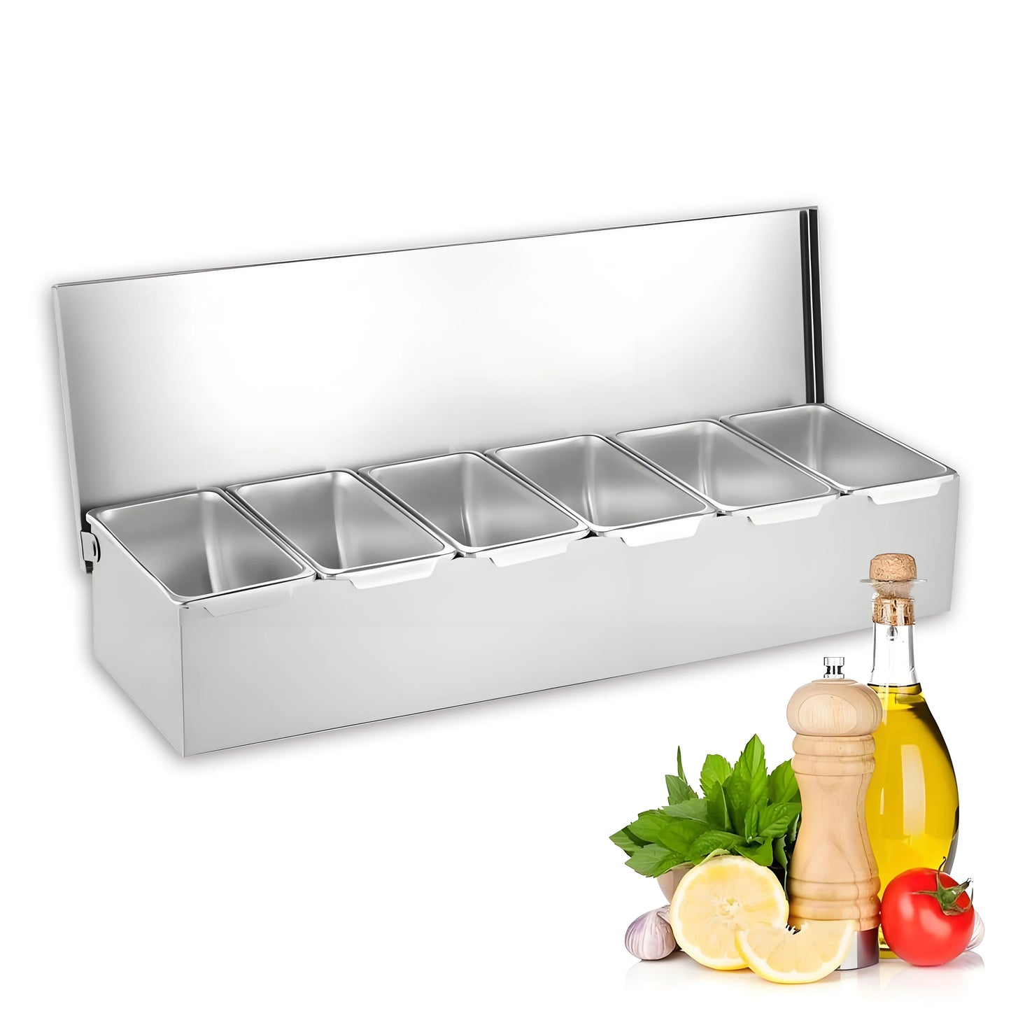 YITIAN Western Flavor Box Roll Edge Design Is Not Scratch Spot Stainless Steel Seasoning Rack 6 Boxes Unflavored Spice Box