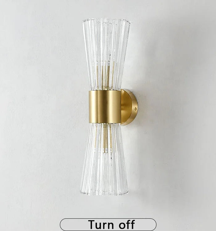 Manufacturer E14 Light Source Gold Iron Glass Lampshade Indoor Modern Ancient Copper Luxury Hotel Wall Lamp