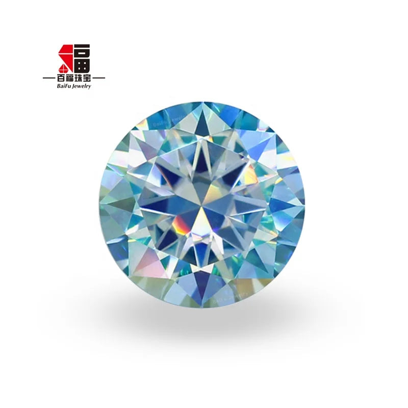 Baifu Jewelry Wholesale Price Top Quality Loose Round Ice Blue Moissanite