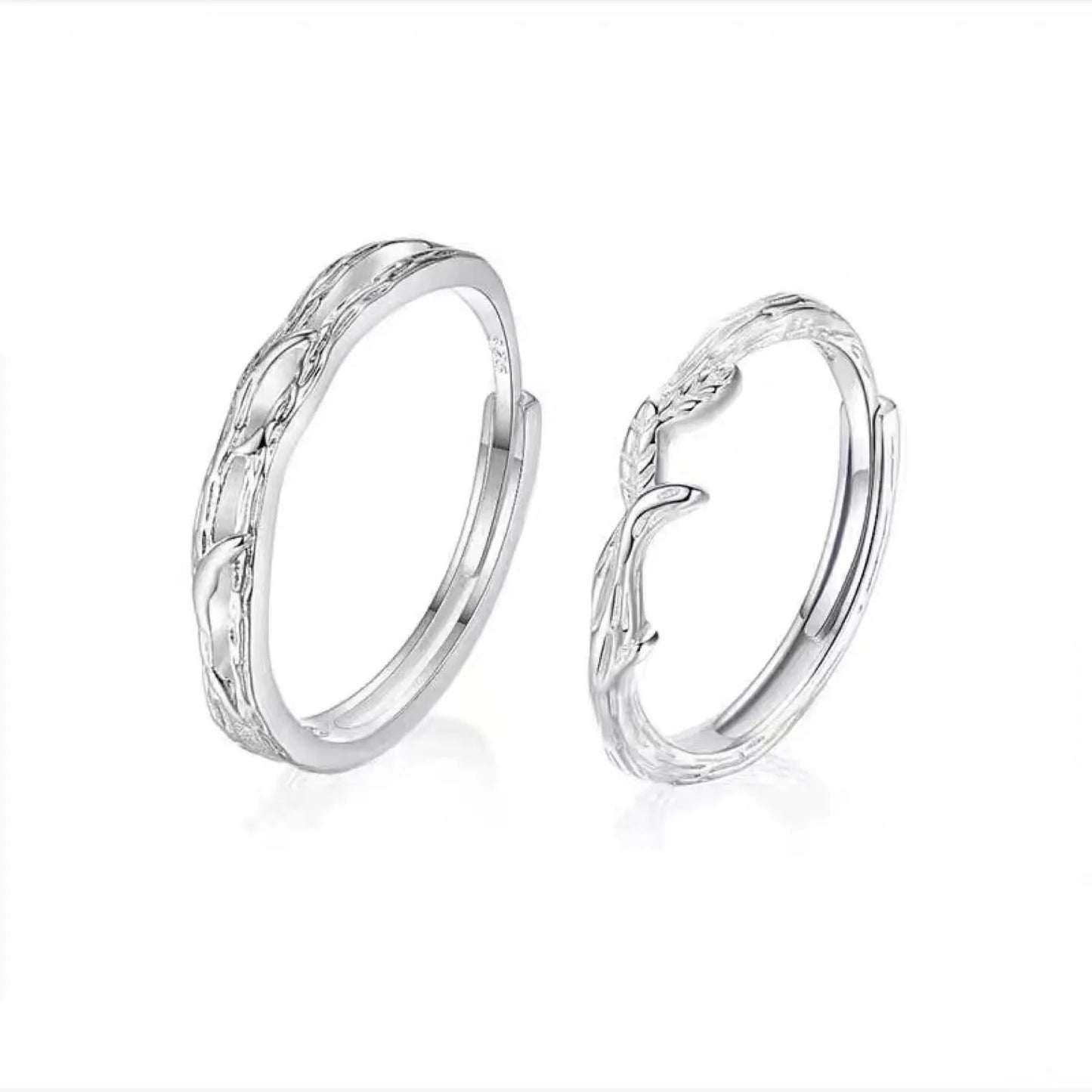 Wholesale Silver 925 Jewelry Adjustable Geometric Pure S925 Sterling Silver Pair Eternity Promise Couple Wedding Ring Set