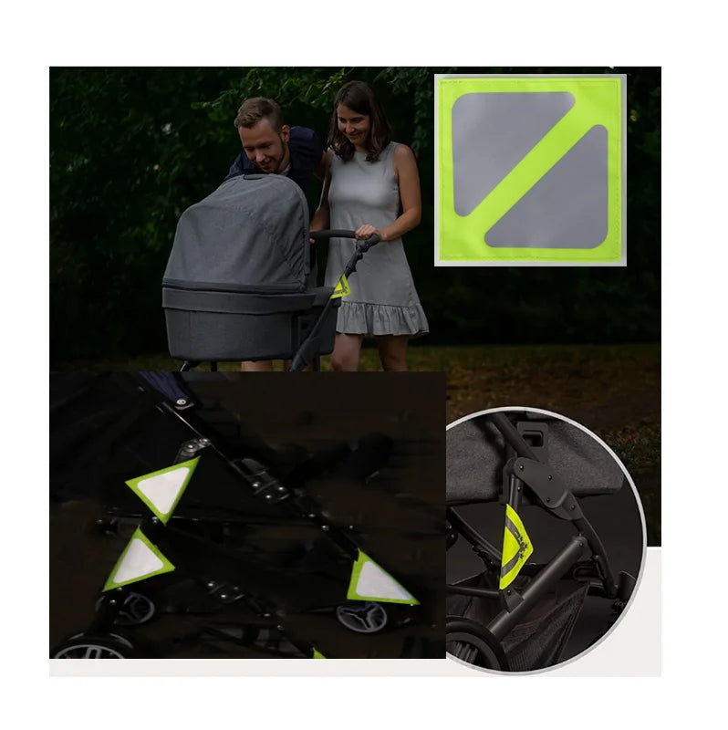 Custom logo Reflectors Bicycles Baby Stroller Buggies Prams Reflective Polyester Cover Loop Fastener Accessories Safety Strip