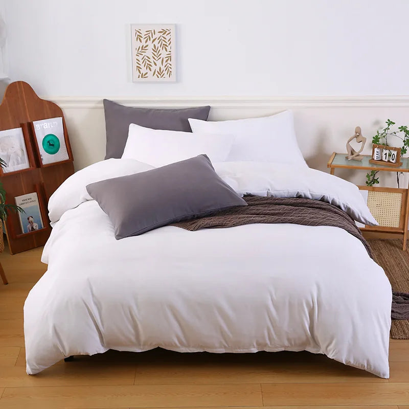 3pcs Eco-Friendly 300tc Microfiber Bedding Set Breathable Cooling Plain Duvet Cover Pillowcase Soft Relaxing All-Season
