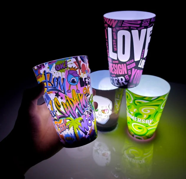 Custom 12oz 14oz 16oz LED Multi-Color Plastic Durable Indoor Use Flutes Water Activated Party Supplies 24-30 Hours Battery Li