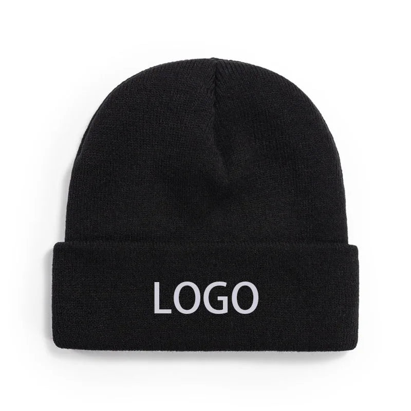 Custom Logo Winter Warm Knit Beanie Hat 100% Acrylic Warm Hat