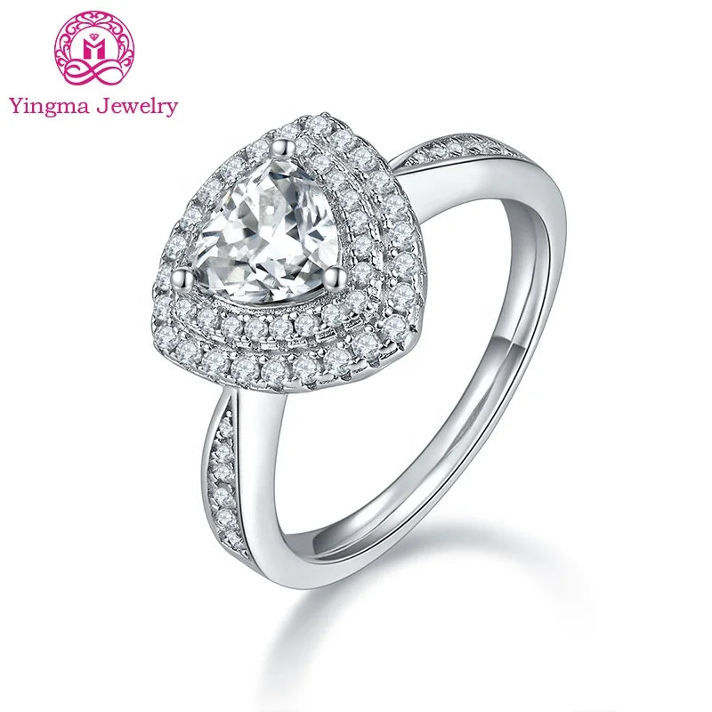 Mossanite Finger Ring 925 Silver 1.0ct 6.5*6.5 mm Trillion Cut MoIssanite Gemstone Engagement Rings for Women
