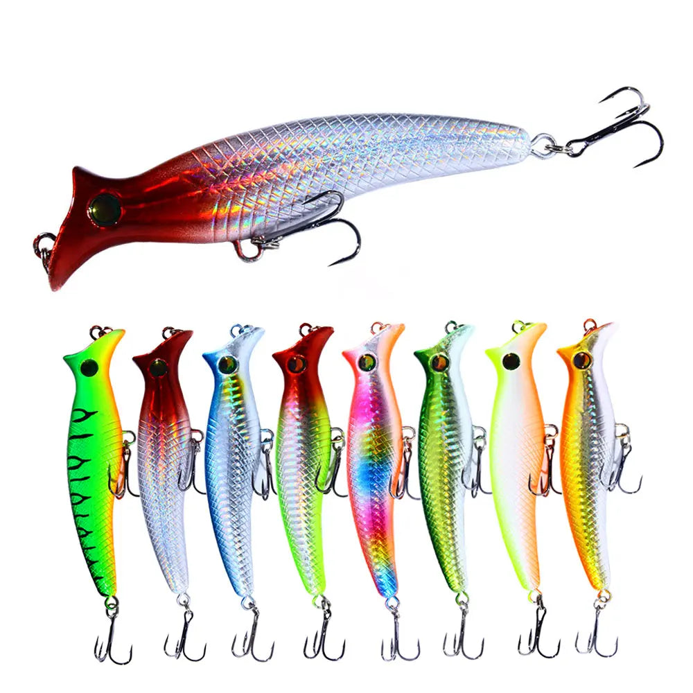 Wholesale PO044 12.5cm 20g Artificial Hard Plastic Baits Big Popper Fishing Lures with 3D Eyes