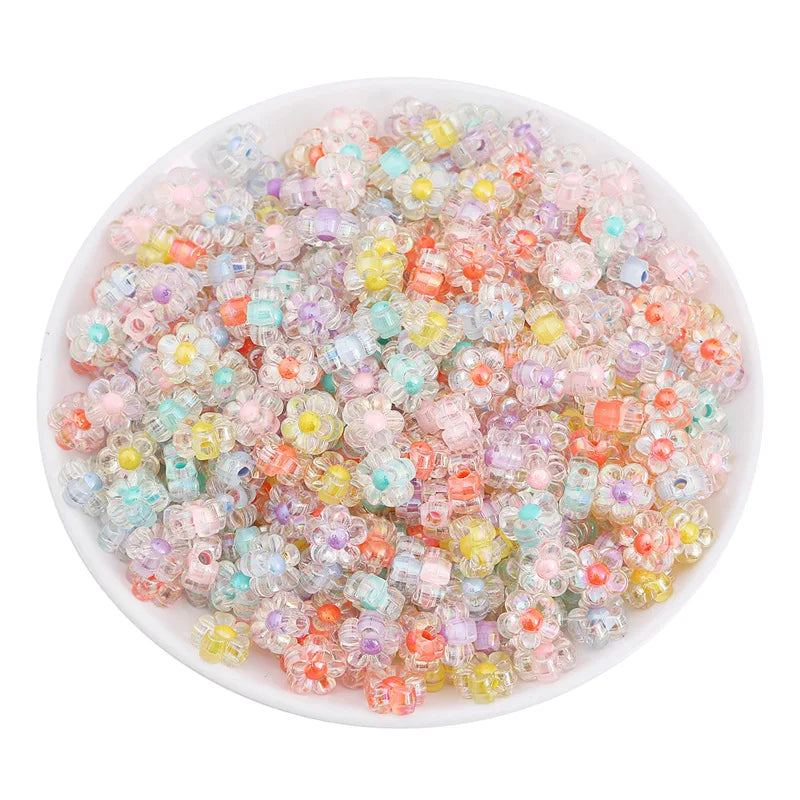 JC New Design 12mm Transparent Acrylic Spacer Beads plum Blossom Shape Acrylic Beads for Bag Making