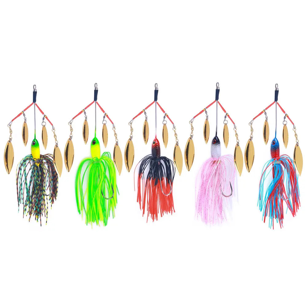 2024 Trout Lures 22.8g Buzz Bait Spinner Baits with 4 Blades Skirt Tail Spinnerbait for Bass Trout Pik Freshwater Saltwater