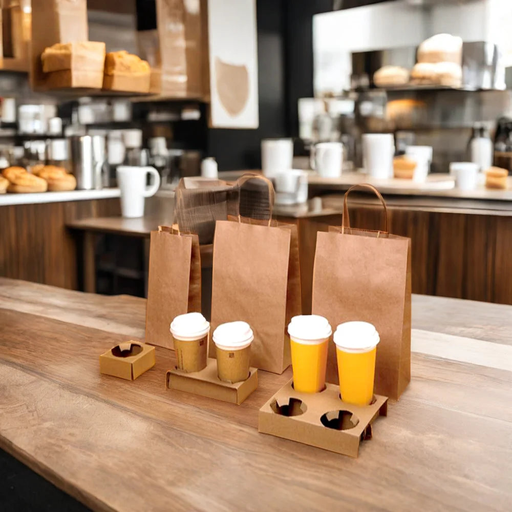 AT PACK Eco-Friendly Paper Disposable 1/2/4 Cup Beverage Carrier Corrugated Paper Take-Away Coffee or Tea Pack Pack Cup Holde