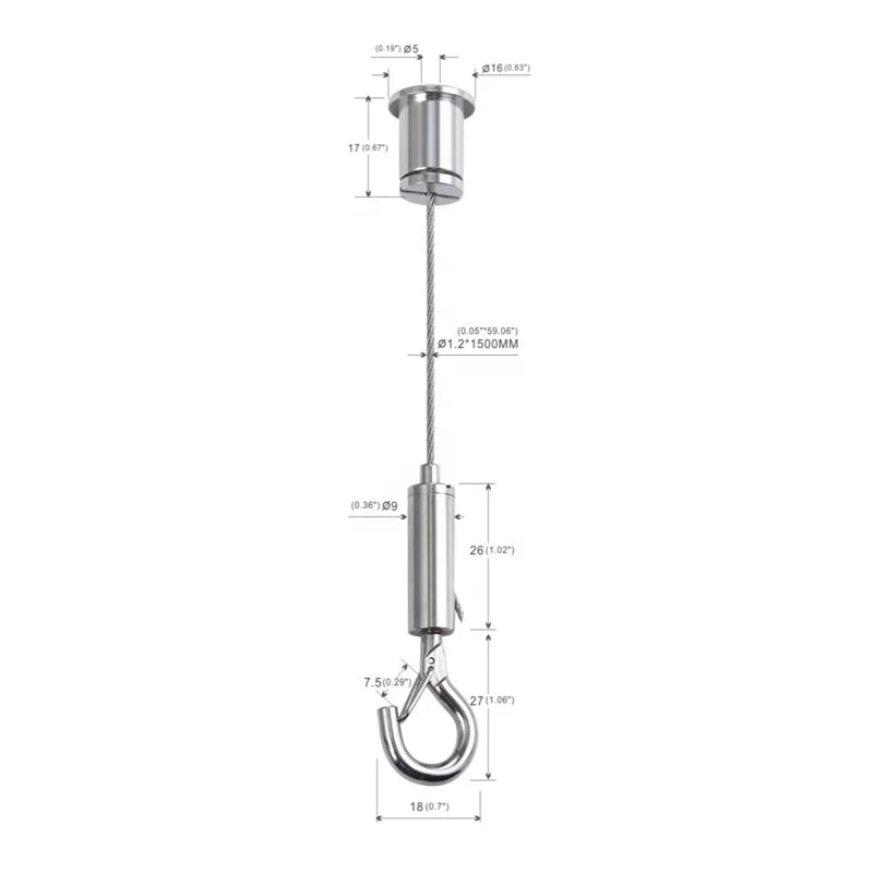 Aircraft Steel Wire Rope Hanging System Adjustable Suspension Kit for Acoustic Panel