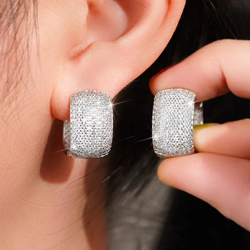CAOSHI Full Cubic Zirconia Hoop Earrings for Women Bling Bling Temperament Luxury Wedding Hot Selling Ladies Bridal Earrings