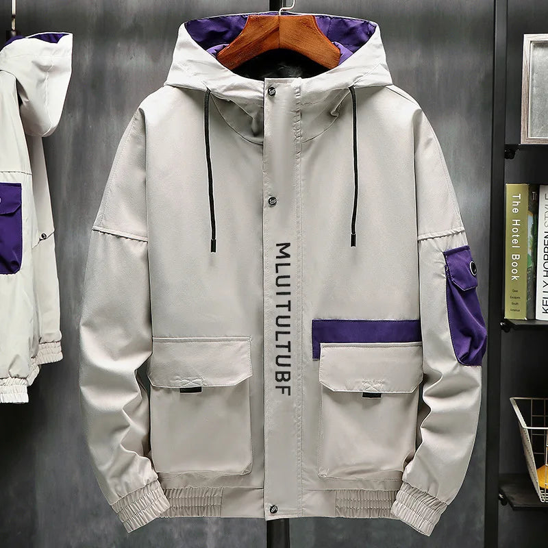 Maining Spring Autumn Work Top Young Style Thin Jacket for Men With Hood Bomber Jacket Mens