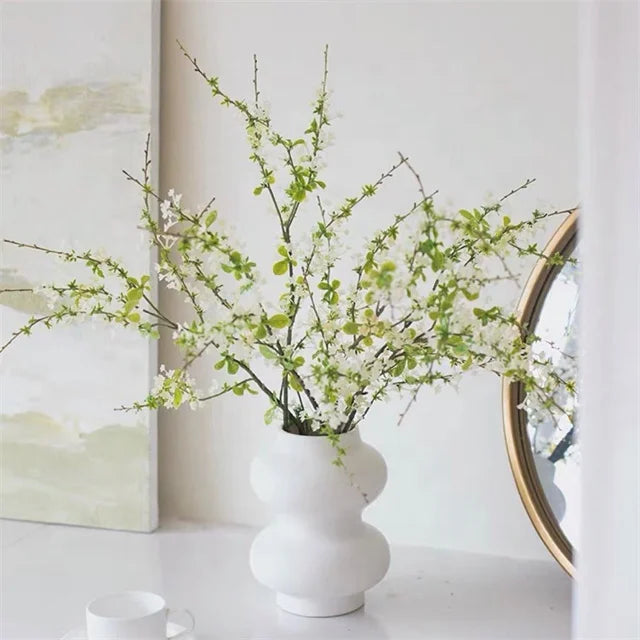 Real Touch Artificial White Snow Willow Flower Stem Branches Christmas Table Centerpiece Floral Arrangement Wedding Decoratio