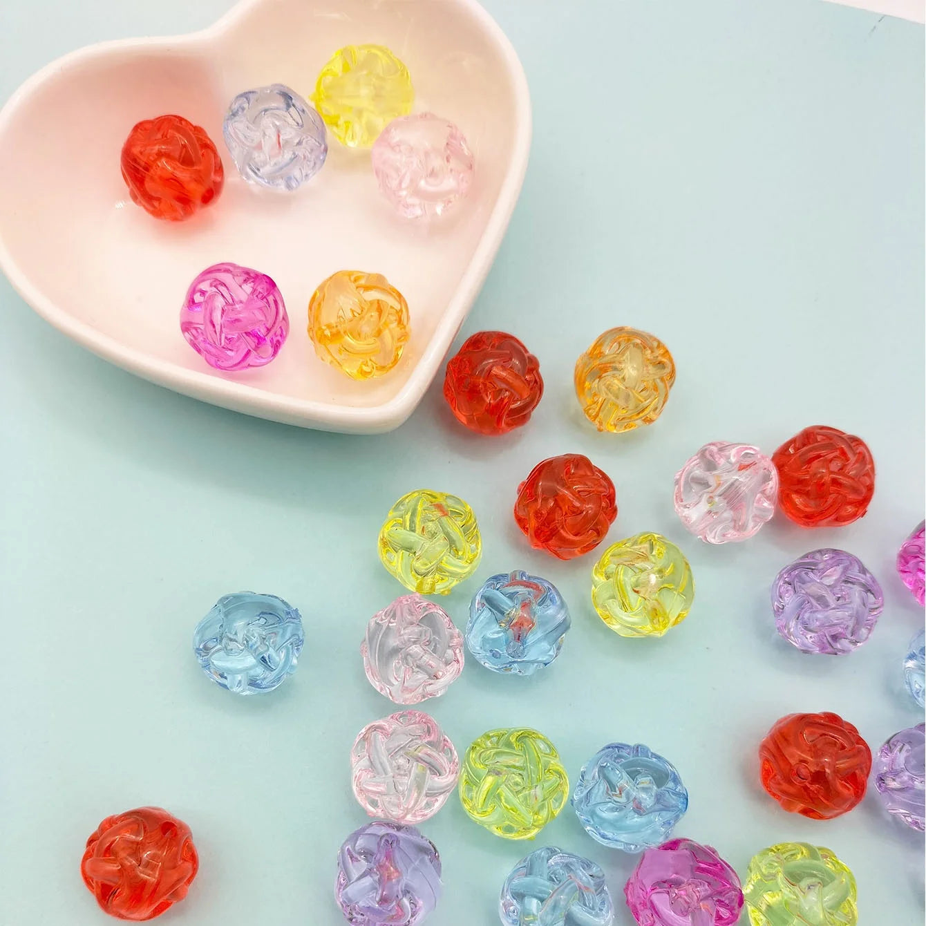 Wholesale Transparent Rose Beads Straight Hole Acrylic Beads for Diy Key Chain Accessories