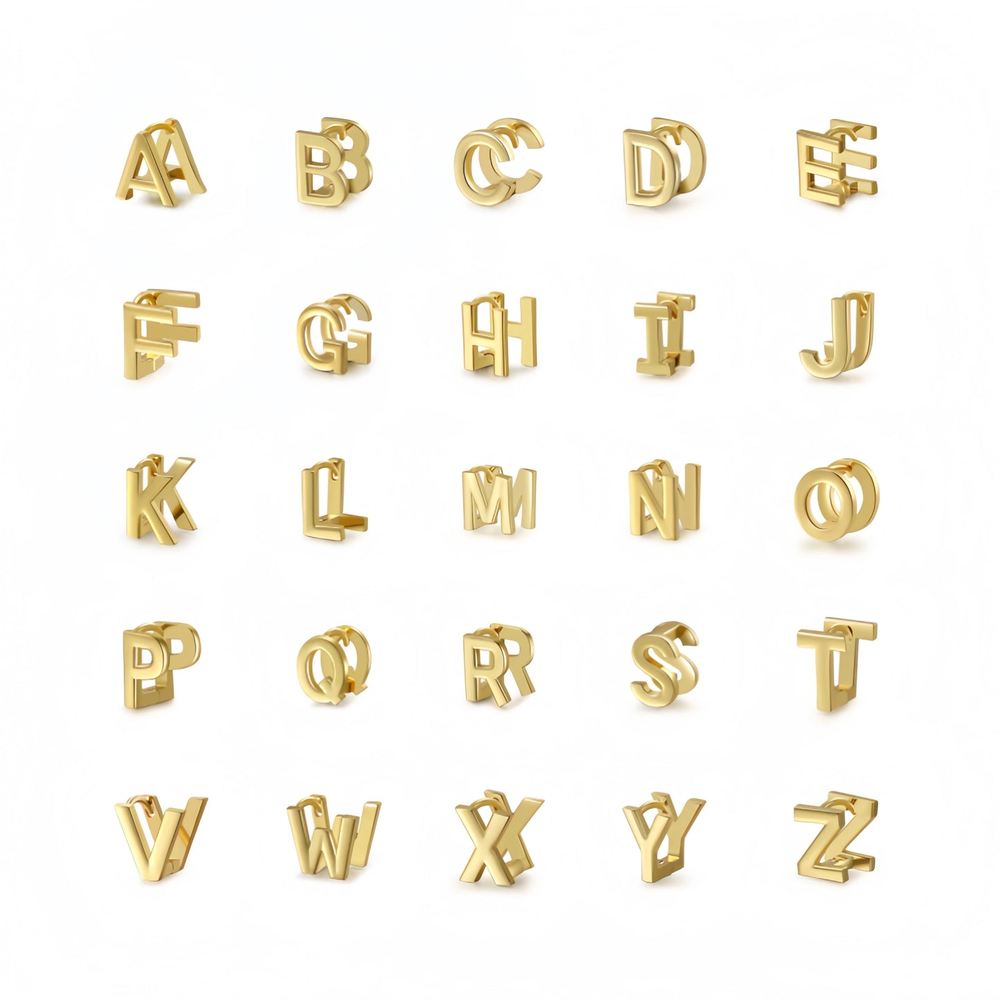 Wholesale Hot Selling Customizable English 26 Letters Ear Cuff Buckle Brass 18k Gold Jewelry Name Alphabet Dainty Initial Stu