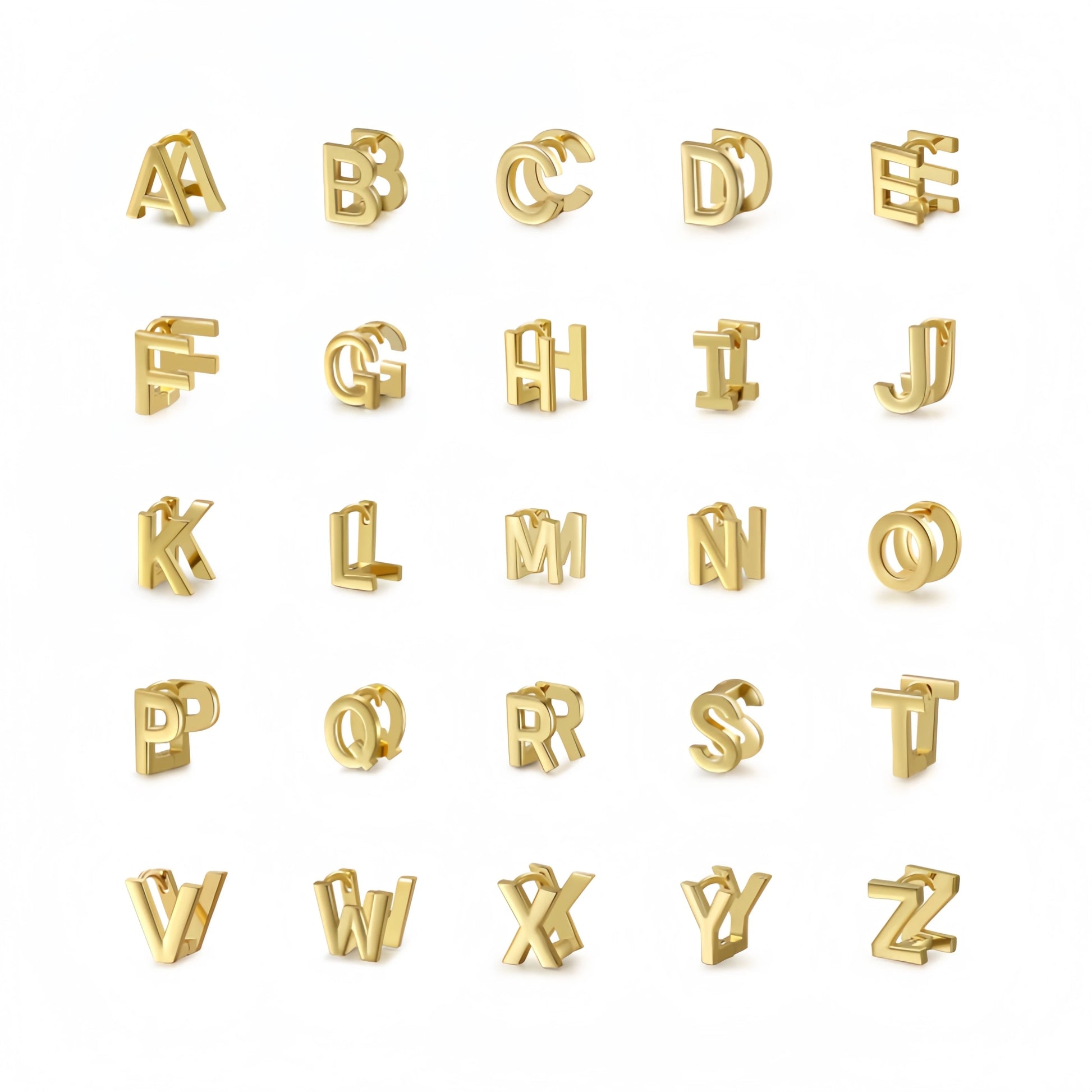 Wholesale Hot Selling Customizable English 26 Letters Ear Cuff Buckle Brass 18k Gold Jewelry Name Alphabet Dainty Initial Stu