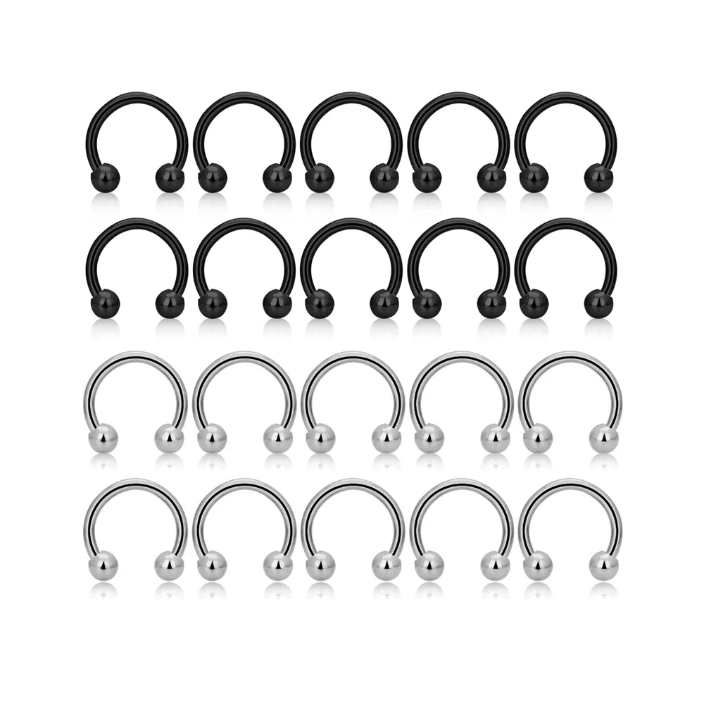 Wholesale 10PCS G23 Titanium Labret Cartilage Piercing 16G Titanium Septum Nose Ring Body Piercing Jewelry for Weddings