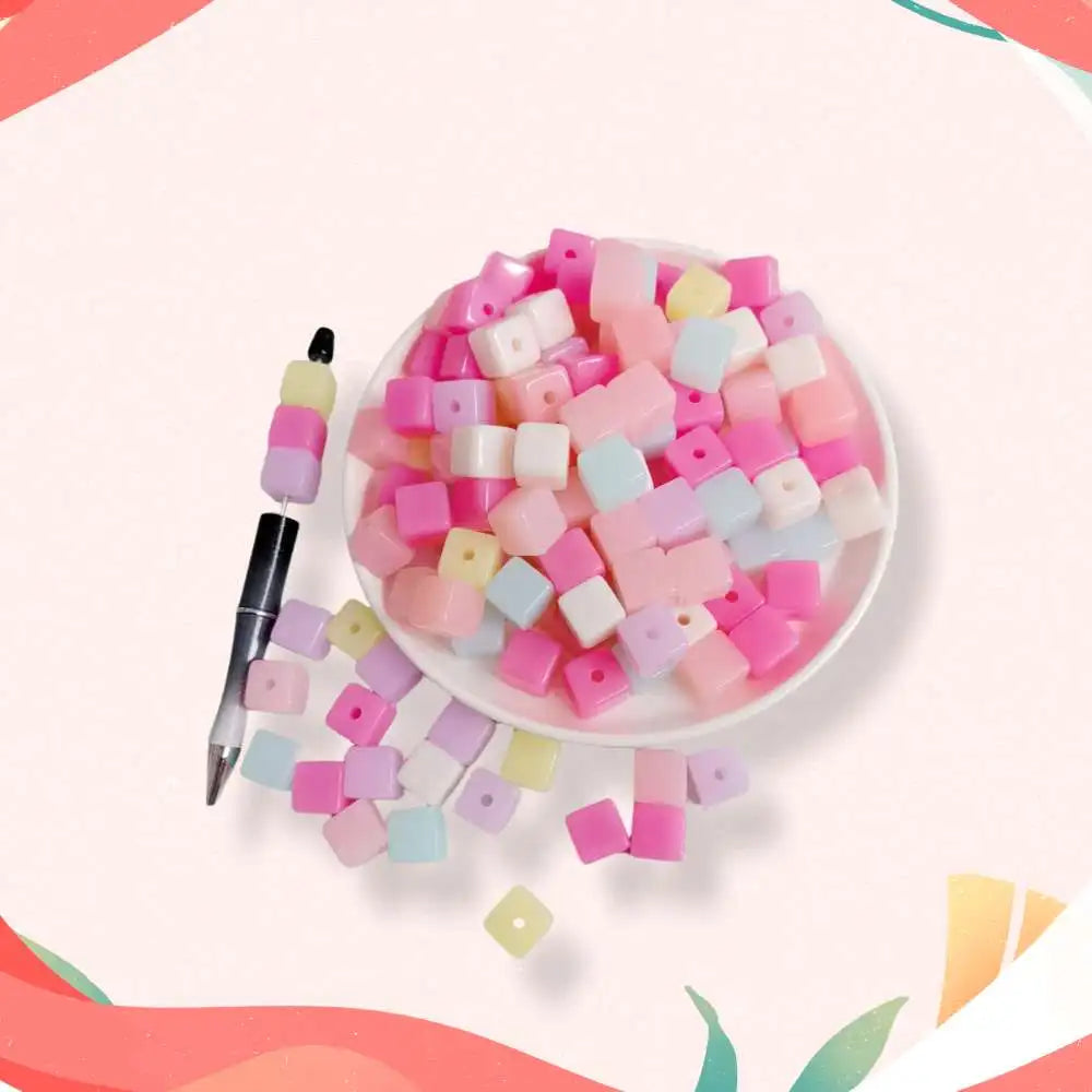 Wholesale 500g Assorted Jelly Candy Color Acrylic Spacer Beads Round Square Loose Charms for DIY Necklace Bracelet Jewelry Cr