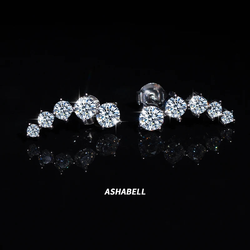 Fashion High Sense of Smile Arc Moissanite Earrings S925 Sterling Silver Earrings for Women