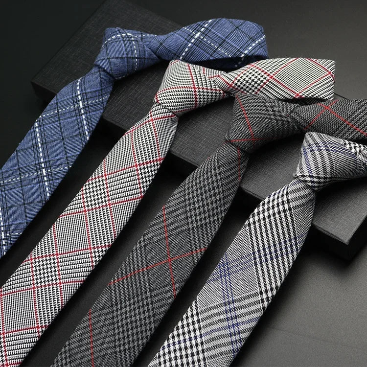 Modern Classic Business Young Men Soft Cotton Striped Plaid Necktie Mint Fashion Custom Cotton Neck Tie Men Slim Tie in Cotto