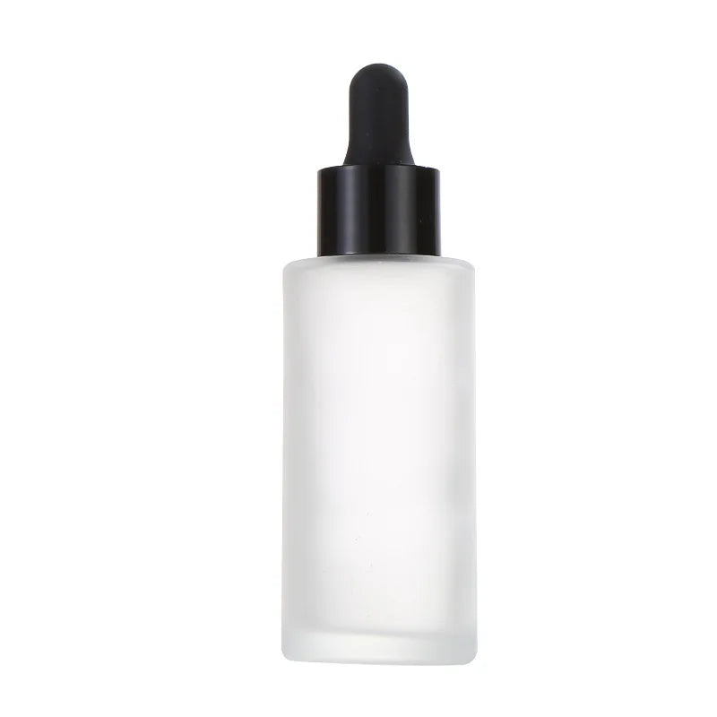 Hot Sales 30ml Flat Shoulder Glass Dropper Bottle Frosted Transparent with Dropper Bottles for Cosmetic