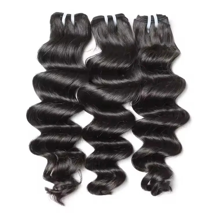 Loose Deep Wave Bundles Double Drawn Natural Color Virgin Brazilian Human Hair Cuticle Aligned Human Hair Bundles