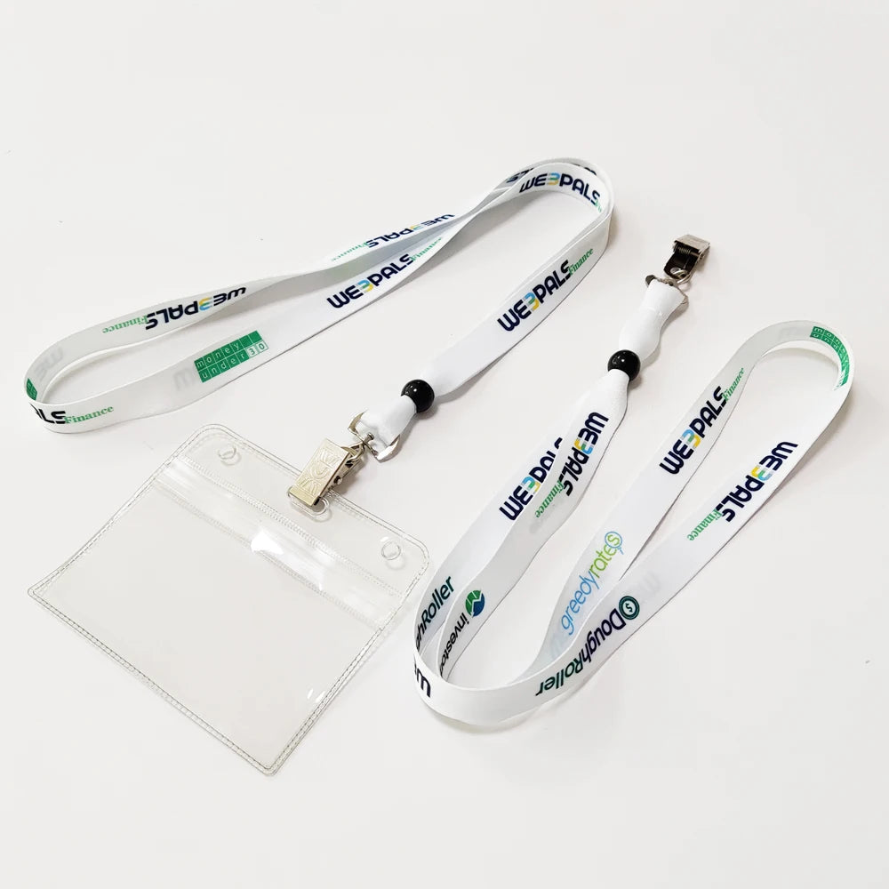 Polyester Certificate Card Holder with Beaded Lanyard White Sublimation Custom Printed Promotional ID Badge Holders