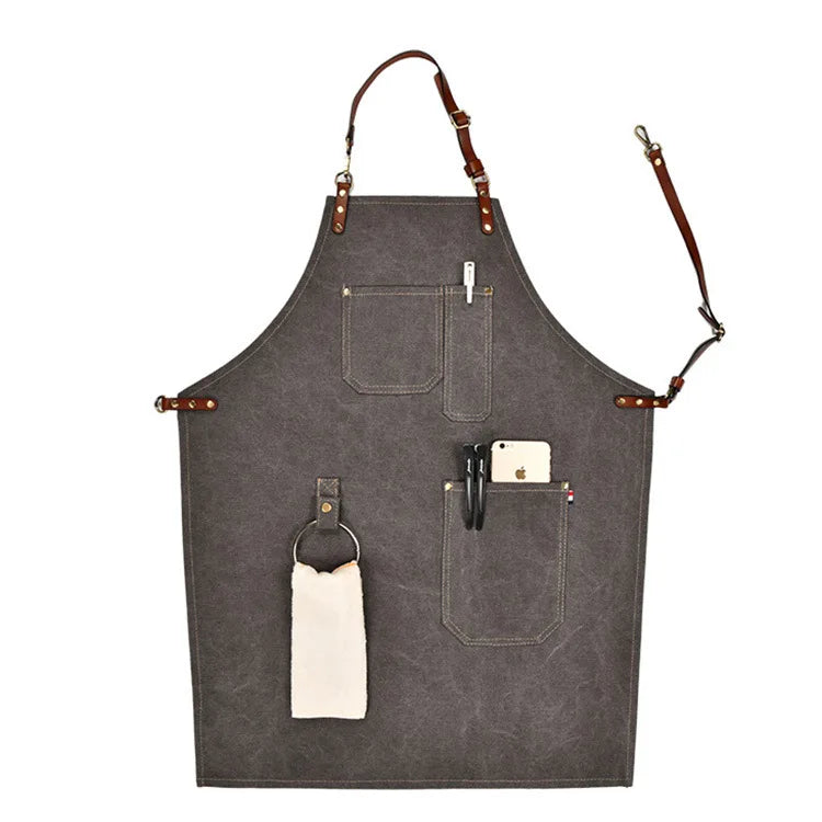 Korean Version Western Style Canvas Apron Time-Enhanced Nail Polish Towel for Cafe Painter and Baked Nail Enhancement