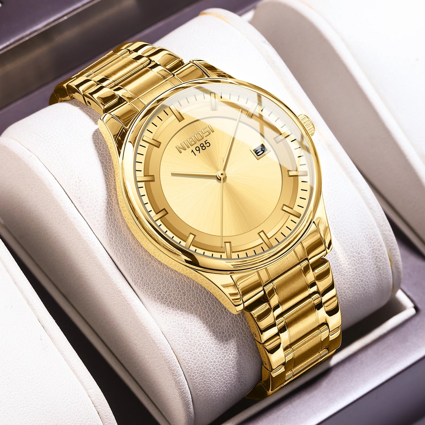 Reloj Hombre NIBOSI 2631 Business Luxury Wristwatch Men Stainless Steel Waterproof Quartz Wrist Watches