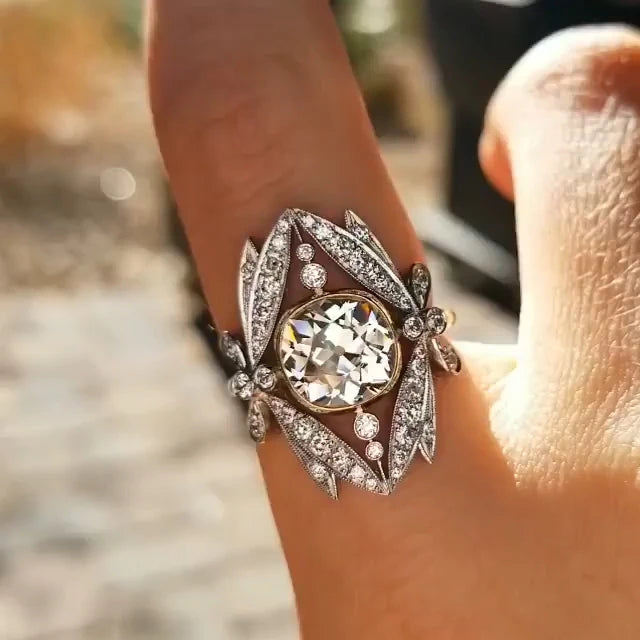 CAOSHI Luxury Vintage Retro Finger Rings 6 7 8 9 10 ODM/OEM Customized Silver Plated Cubic Zirconia Cocktail Party Women Ring
