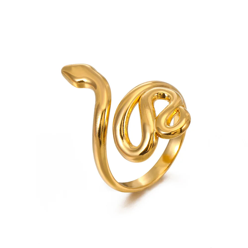 New Arrival Hip Hop Unisex Rings Jewelry Smooth Stainless Steel Ring Punk Zodiac Snake Ring for Women Girls