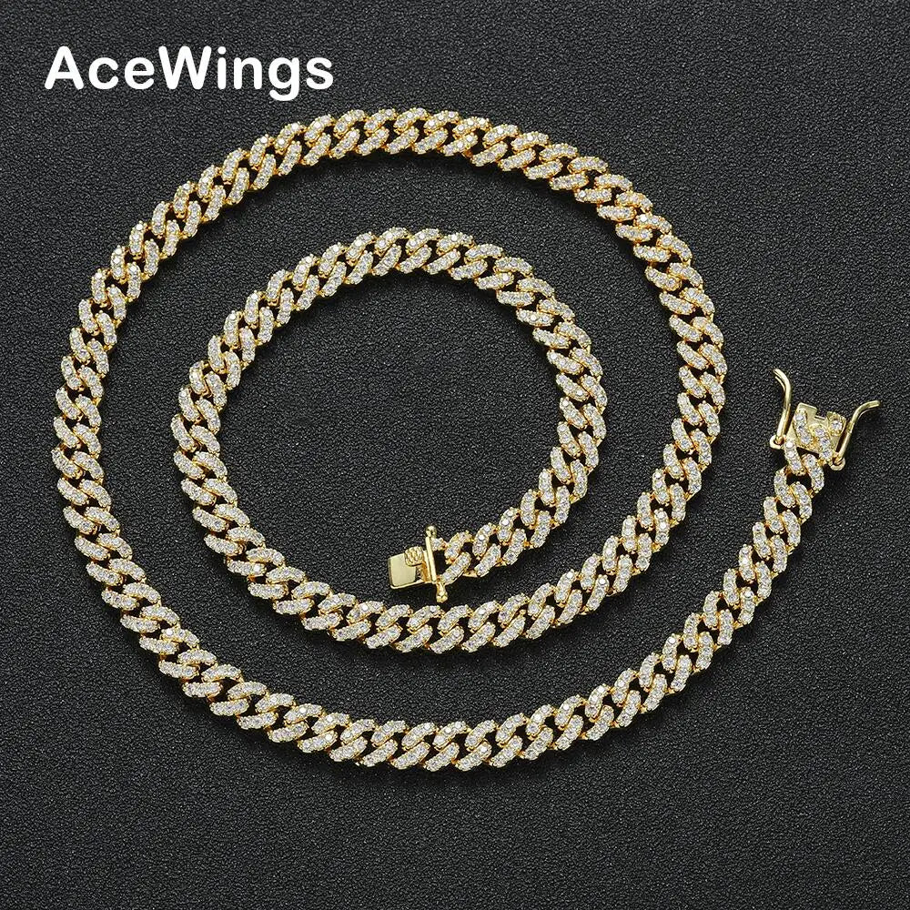 BC237  6MM Brass CZ Cuban Chain Necklace for Men and Women Fashion Jewelry
