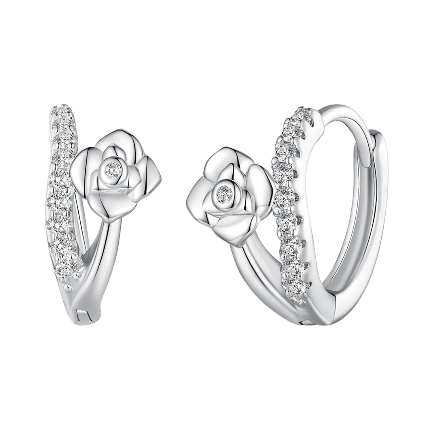 Fashion 925 Sterling Silver Zircon Wreath Hoop Earrings Jewelry for Women Fashion Jewelry Earrings Wedding Gift BSE752