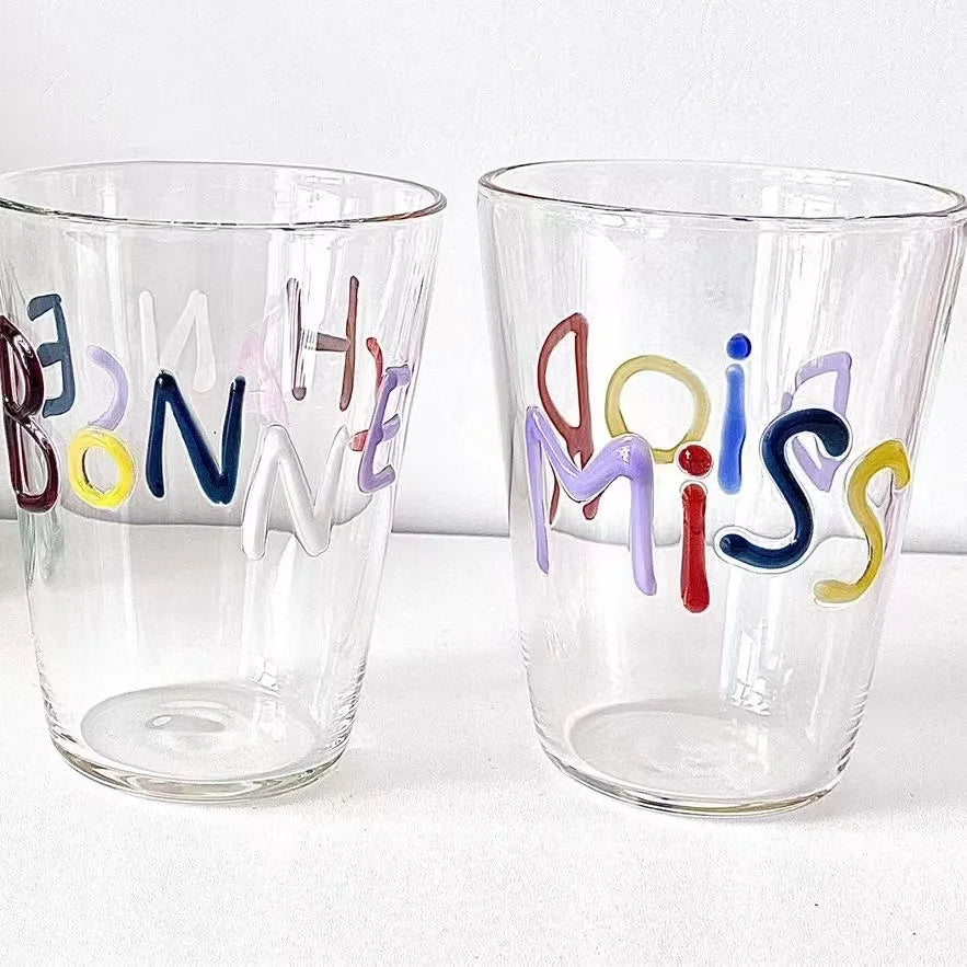 2pcs DIY Transparent 400ml Hand Blown Glass Tumbler Cups-Large Capacity Dishwasher Microwave Safe for Drinking Juice Water Ic
