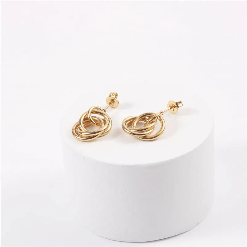 Fenny PVD Plated New Popular Multi -circle Cross in Bulk Stud Earring for Women Wholesale Brass Ladies Jewelry