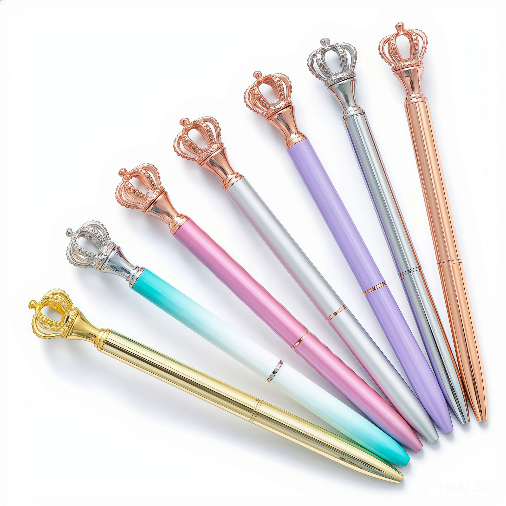 Cute Crown-Shape Rose Gold Color Metal Ballpoint Pen with Custom Logo for Promotion Gifts Sports Style Twist Ink Mechanism
