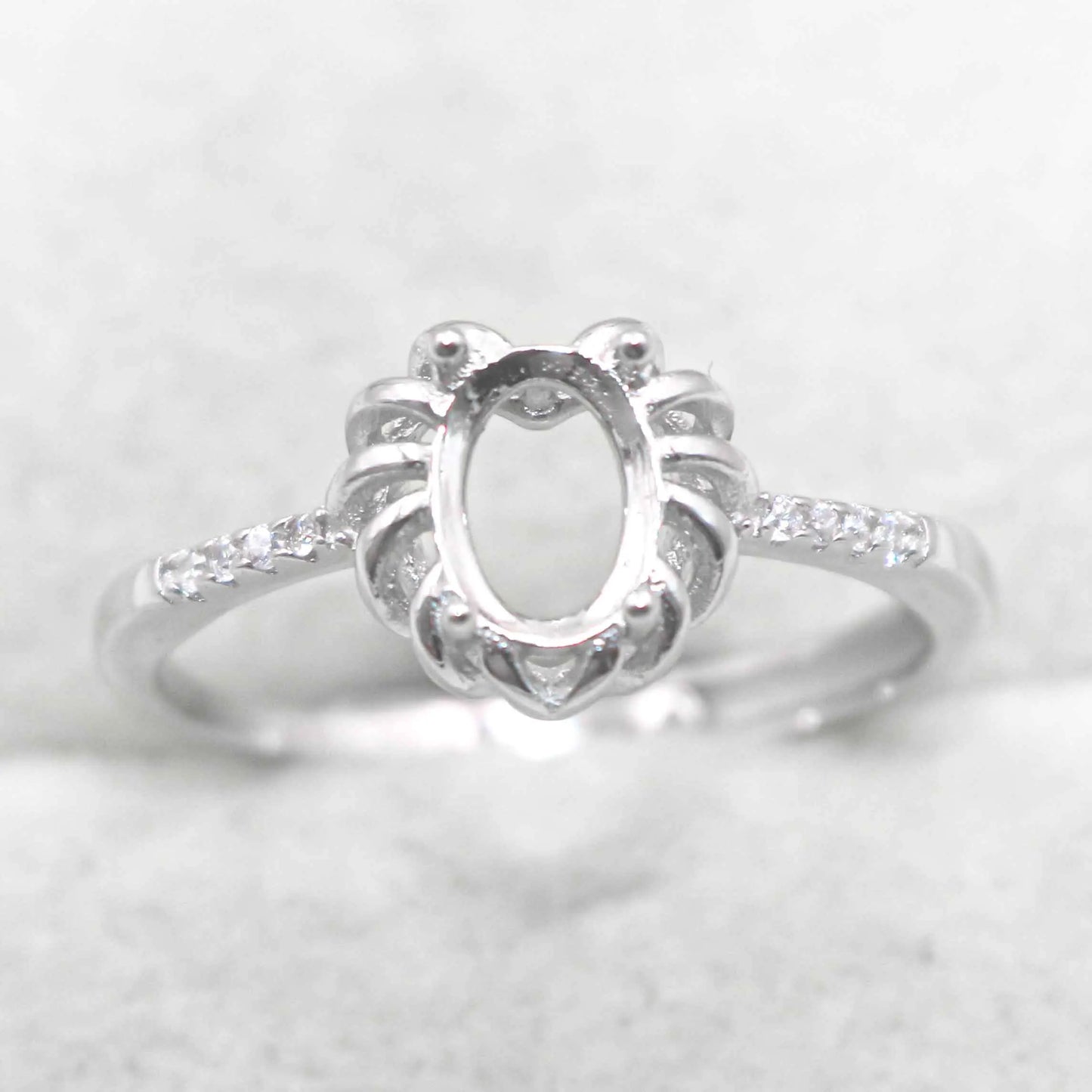 Semi Mount 5*7mm Sterling Silver Ring Empty Blank Support Claws Gems Setting S925 Frame Base Without Center Stone DIY for Inl