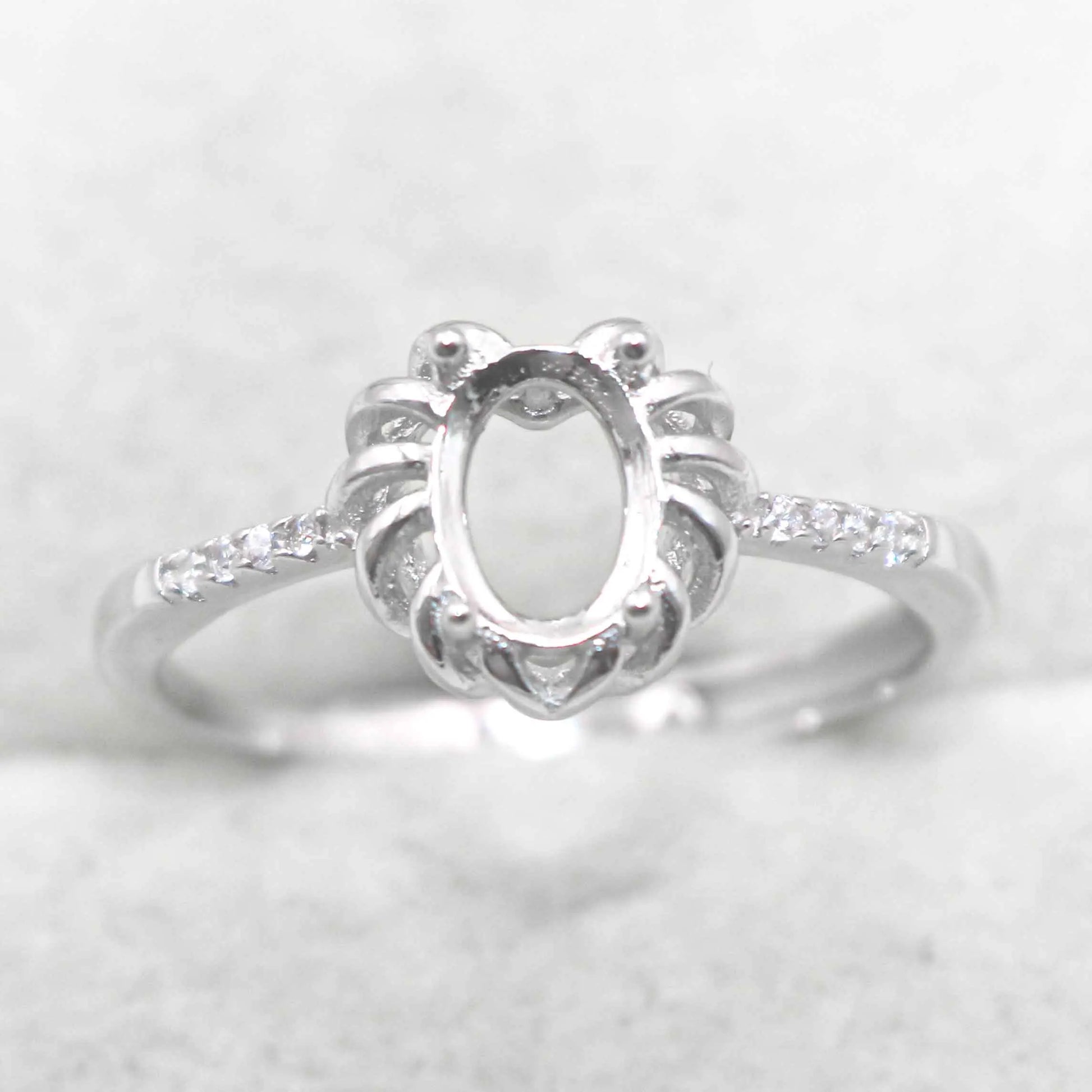 Semi Mount 5*7mm Sterling Silver Ring Empty Blank Support Claws Gems Setting S925 Frame Base Without Center Stone DIY for Inl