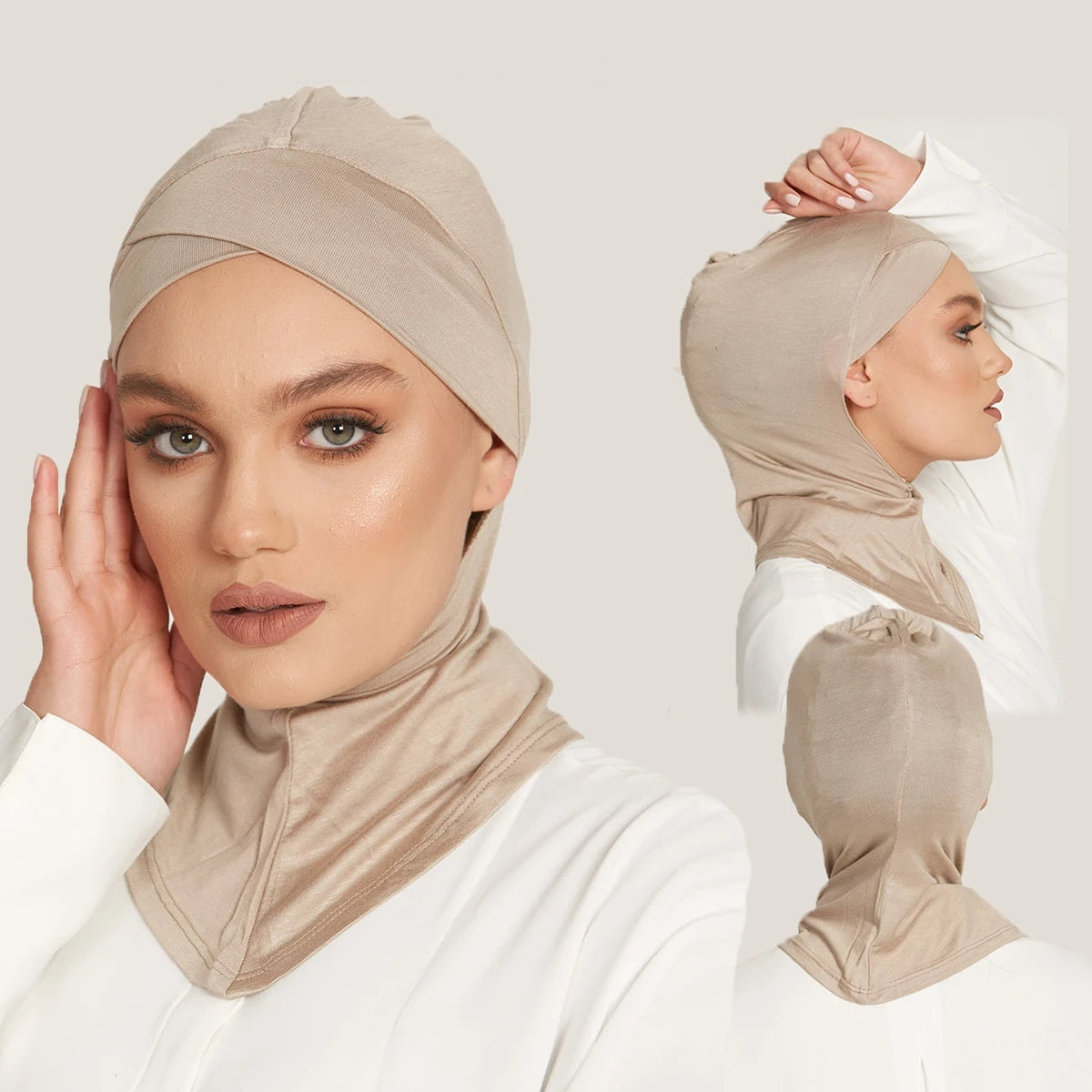 Islamic Muslim Elastic Pure Color Cotton Instant Turban Inner Hijab Wear Caps Underscarf Satin Women Amira Jersey Modal Under