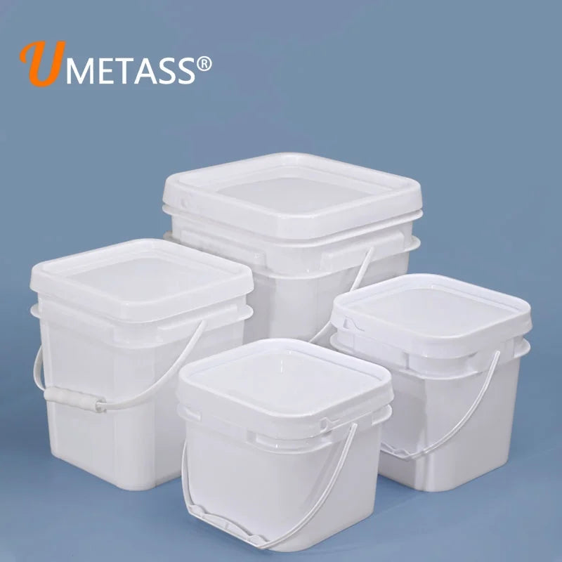 5-Liter Food Grade Plastic Bucket with Lid and Handle Square Shape Drum for Wine Food WaterOil Storage-Made From PP Material